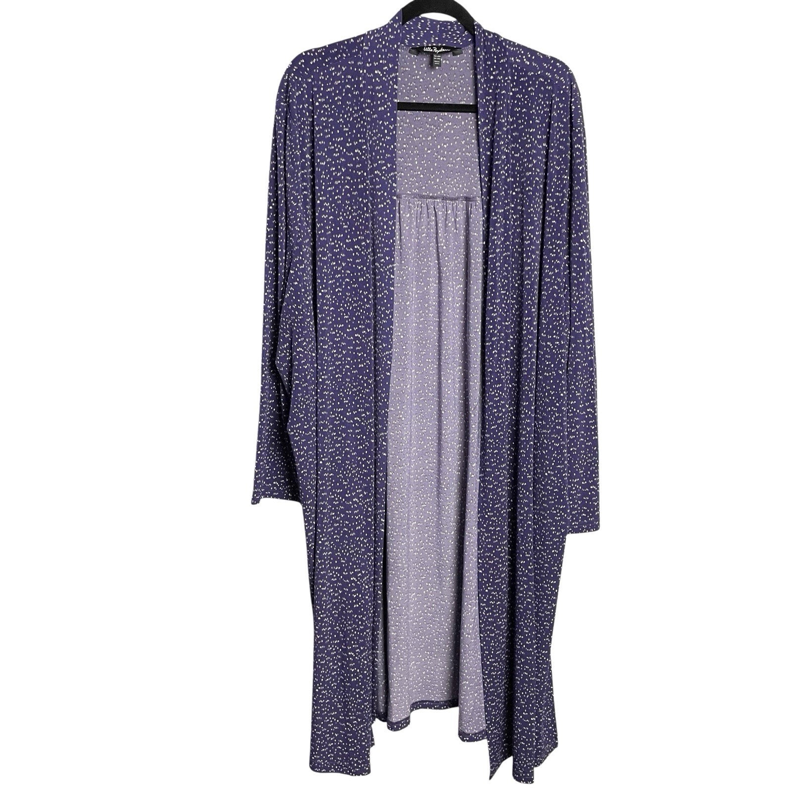 Ulla Popken Womens Duster Cardigan 28/30 Purple Speckled Long Sleeve Art To Wear